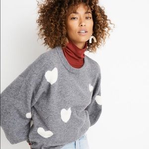 Heart Dot Balloon-Sleeve Pullover Sweater